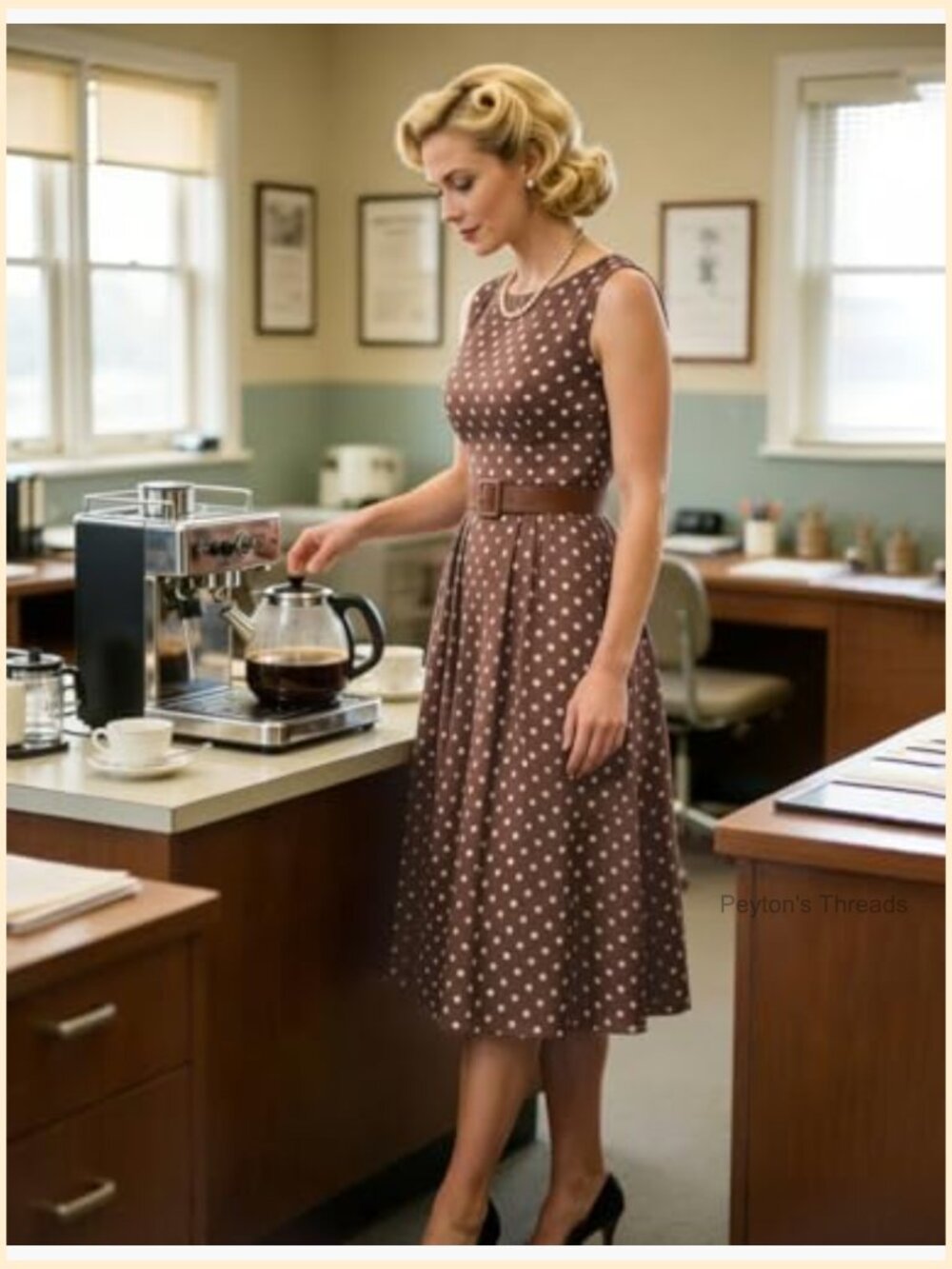 Sleeveless O-Neck A-Line Midi Swing Dress Zip Back - Picture 5 of 7